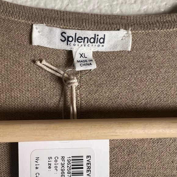 Splendid Evereve Nyla Silk Blend Heather Camel Mid Cardigan Sweater Size XL - Picture 11 of 13